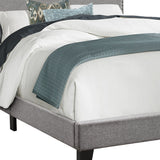 Full Size Grey Linen With Chrome Trim And Solid Wood Black Feet Bed