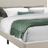 Beige Standard Bed Upholstered With Nailhead Trim And With Headboard