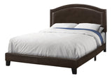 Solid Wood Queen Brown Upholstered Linen Bed With Nailhead Trim