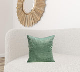 18" X 7" X 18" Transitional Green Solid Pillow Cover With Poly Insert