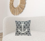 Casual Square Grey Nautical Anchor Accent Pillow