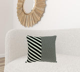 18" X 5" X 18" Transitional White &amp; Black Pillow Cover With Poly Insert