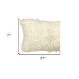 20" Creamy Genuine Tibetan Lamb Fur Pillow With Microsuede Backing