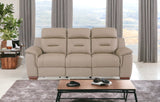 90" Beige And Brown Faux Leather Sofa