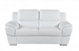 Two Piece Indoor White Genuine Leather Five Person Seating Set