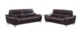 Two Piece Indoor Gray Genuine Leather Five Person Seating Set