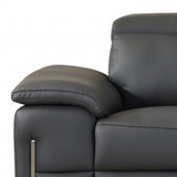 Two Piece Indoor Light Gray Italian Leather Five Person Seating Set