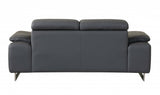 Two Piece Indoor Dark Gray Italian Leather Five Person Seating Set