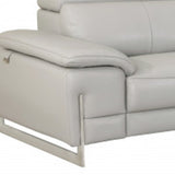 Two Piece Indoor Dark Gray Italian Leather Five Person Seating Set