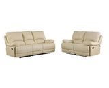 Two Piece Indoor Beige Faux Leather Five Person Seating Set