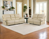 Two Piece Indoor Beige Faux Leather Five Person Seating Set