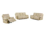 Three Piece Indoor Beige Faux Leather Five Person Seating Set