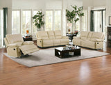 Three Piece Indoor Beige Faux Leather Five Person Seating Set