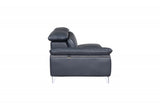 Navy Blue Italian Leather L Shaped Two Piece Sofa and Chaise Sectional