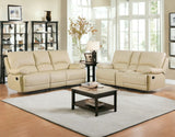 Two Piece Indoor Beige Faux Leather Five Person Seating Set