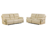 Two Piece Indoor Beige Faux Leather Five Person Seating Set