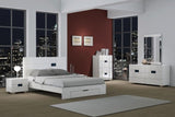 79" X 80" X 43" 4Pc Eastern King Modern White High Gloss Bedroom Set