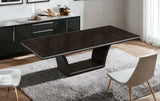 98" Dark Brown Solid Wood Self-Storing Leaf Pedestal Base Dining Table