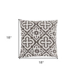 18" X 18" Taupe Polyester Geometric Zippered Pillow