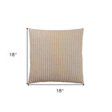 18" X 18" Taupe Polyester Striped Zippered Pillow