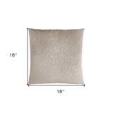 18" X 18" Taupe Velvet Polyester Abstract Zippered Pillow