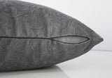 18" X 18" Dark Gray Velvet Polyester Abstract Zippered Pillow