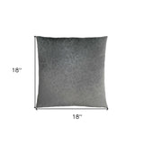 18" X 18" Dark Gray Velvet Polyester Abstract Zippered Pillow