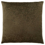 18" X 18" Dark Green Velvet Polyester Floral Zippered Pillow