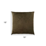 18" X 18" Dark Green Velvet Polyester Floral Zippered Pillow