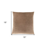 18" X 18" Beige Velvet Polyester Diamond Zippered Pillow