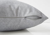 18" X 18" Light Gray Velvet Polyester Feather Zippered Pillow