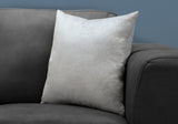 18" X 18" Light Gray Velvet Polyester Feather Zippered Pillow