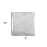 18" X 18" Light Gray Velvet Polyester Feather Zippered Pillow