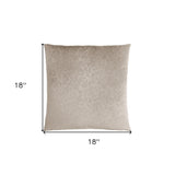 Set Of Two 18" X 18" Taupe Velvet Polyester Floral Zippered Pillow