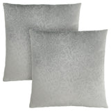 Set Of Two 18" X 18" Light Gray Velvet Polyester Floral Zippered Pillow