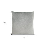 Set Of Two 18" X 18" Light Gray Velvet Polyester Floral Zippered Pillow