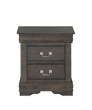 24" Gray Two Drawers Nightstand