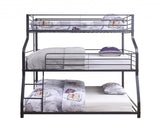 62" X 83" X 74" Gunmetal Metal Triple Bunk Bed Twinfullqueen