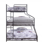 62" X 83" X 74" Gunmetal Metal Triple Bunk Bed Twinfullqueen