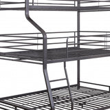 62" X 83" X 74" Gunmetal Metal Triple Bunk Bed Twinfullqueen