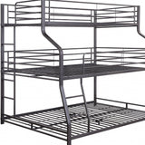 62" X 83" X 74" Gunmetal Metal Triple Bunk Bed Twinfullqueen