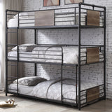 62" X 83" X 74" Gunmetal Metal Triple Bunk Bed Twinfullqueen