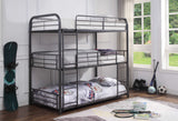 42" X 79" X 74" Gunmetal Metal Triple Bunk Bed - Twin