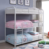 42" X 79" X 74" Silver Metal Triple Bunk Bed - Twin