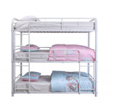 42" X 79" X 74" White Metal Triple Bunk Bed - Twin