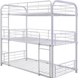 42" X 79" X 74" White Metal Triple Bunk Bed - Twin