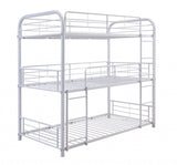 42" X 79" X 74" White Metal Triple Bunk Bed - Twin