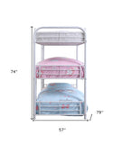 42" X 79" X 74" White Metal Triple Bunk Bed - Twin