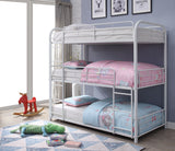 57" X 79" X 74" White Metal Triple Bunk Bed - Full