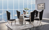 Set of Two Black and Silver Upholstered Fabric Dining Side Chairs